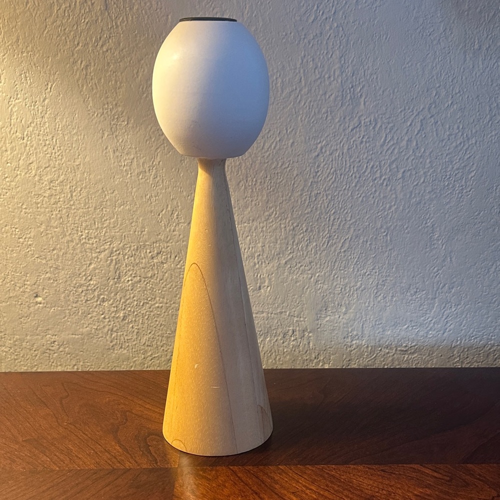 West Elm & Kleinreid White and Natural Wood Candle Holder